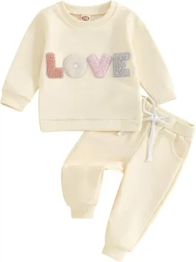 2Pcs Set Infant Baby Girl Fall Clothes Daddys Girl Long Sleeve Crewneck Sweatshirt Joggers Pants Winter Outfit Set