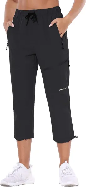 baleaf Women's Hiking Cargo Capris Outdoor Lightweight Water Resistant Pants UPF 50 Zipper Pockets