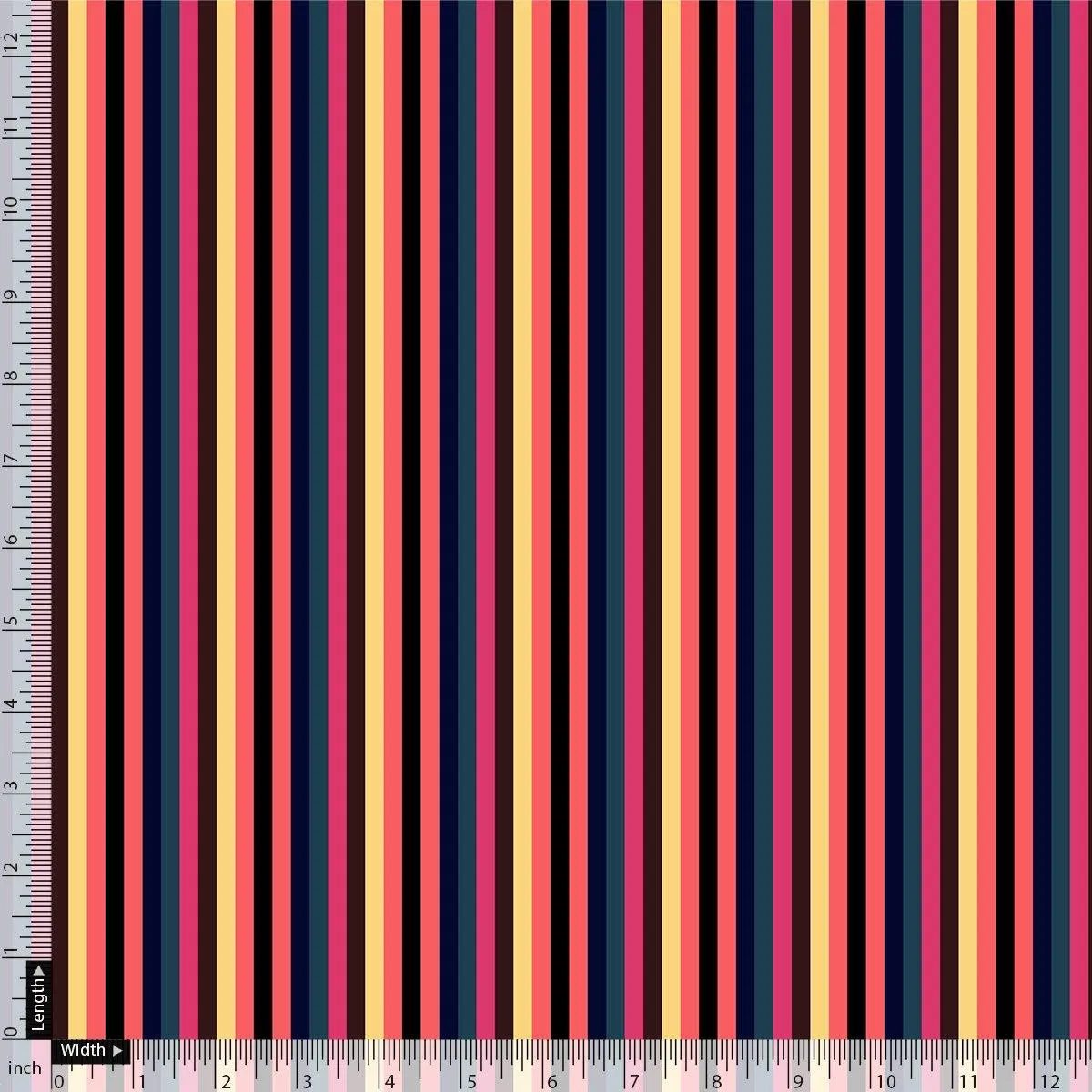 Bengal Stripes Multicolour Strips Digital Printed Fabric - Weightless