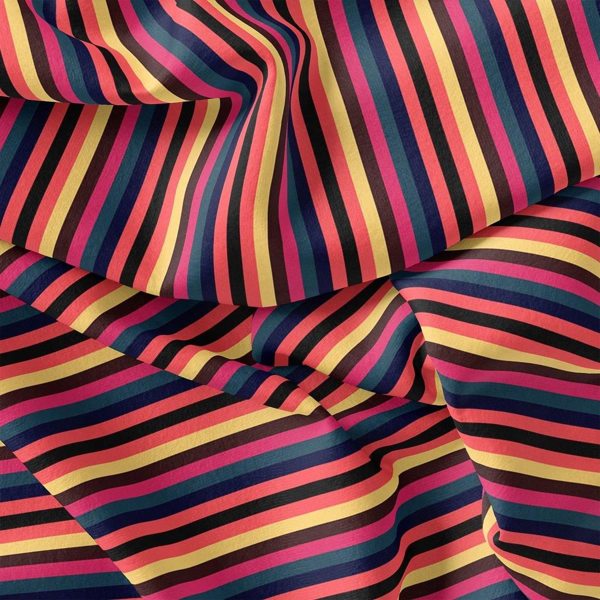 Bengal Stripes Multicolour Strips Digital Printed Fabric - Weightless