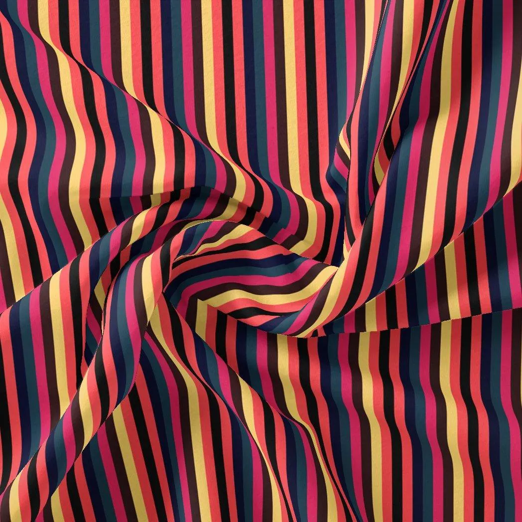 Bengal Stripes Multicolour Strips Digital Printed Fabric - Weightless