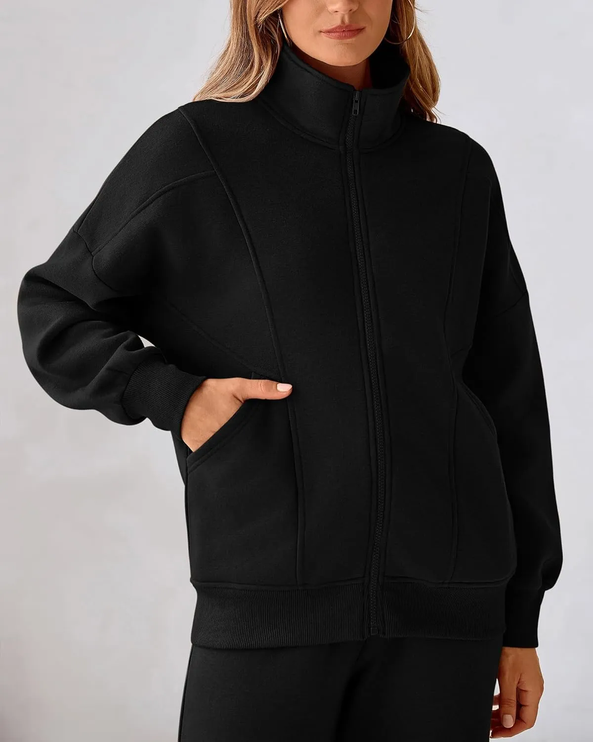 BTFBM Womens Sweatsuits 2 Piece Set 2025 Fleece Long Sleeve Zip Up Sweatshirt Sweatpants Winter Fall Outfits Jogger Sets