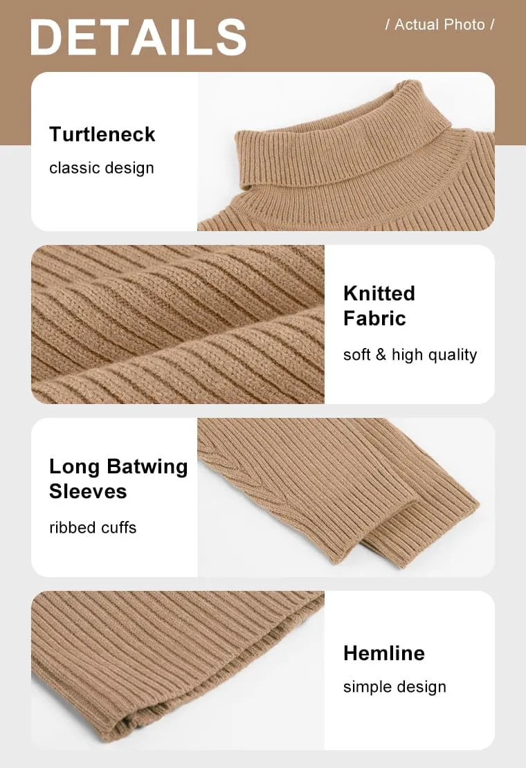 chouyatou Women's Chunky 2 Piece Outfits Turtleneck Knit Sweater and Maxi Bodycon Skirt Sets