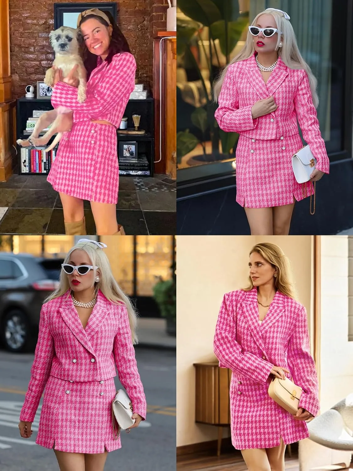 Cicy Bell Womens Cropped Tweed Blazer Sets 2 Piece Outfits and Mini Skirt Sets Business Casual Suits