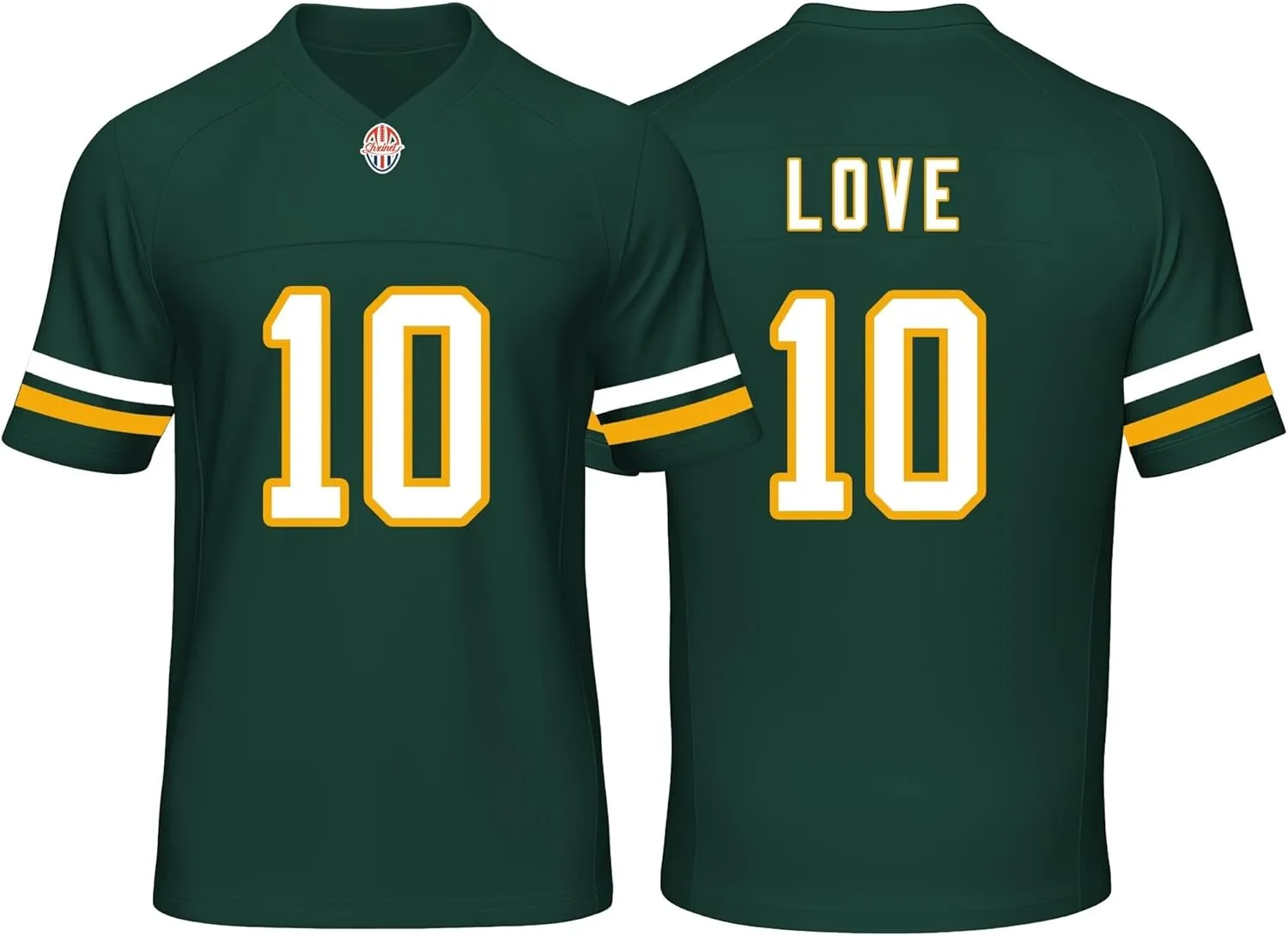 Custom Mens/Youth Football Stitched T-Shirt for Sports Fan Green/White No Brand/Logos