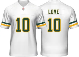 Custom Mens/Youth Football Stitched T-Shirt for Sports Fan Green/White No Brand/Logos