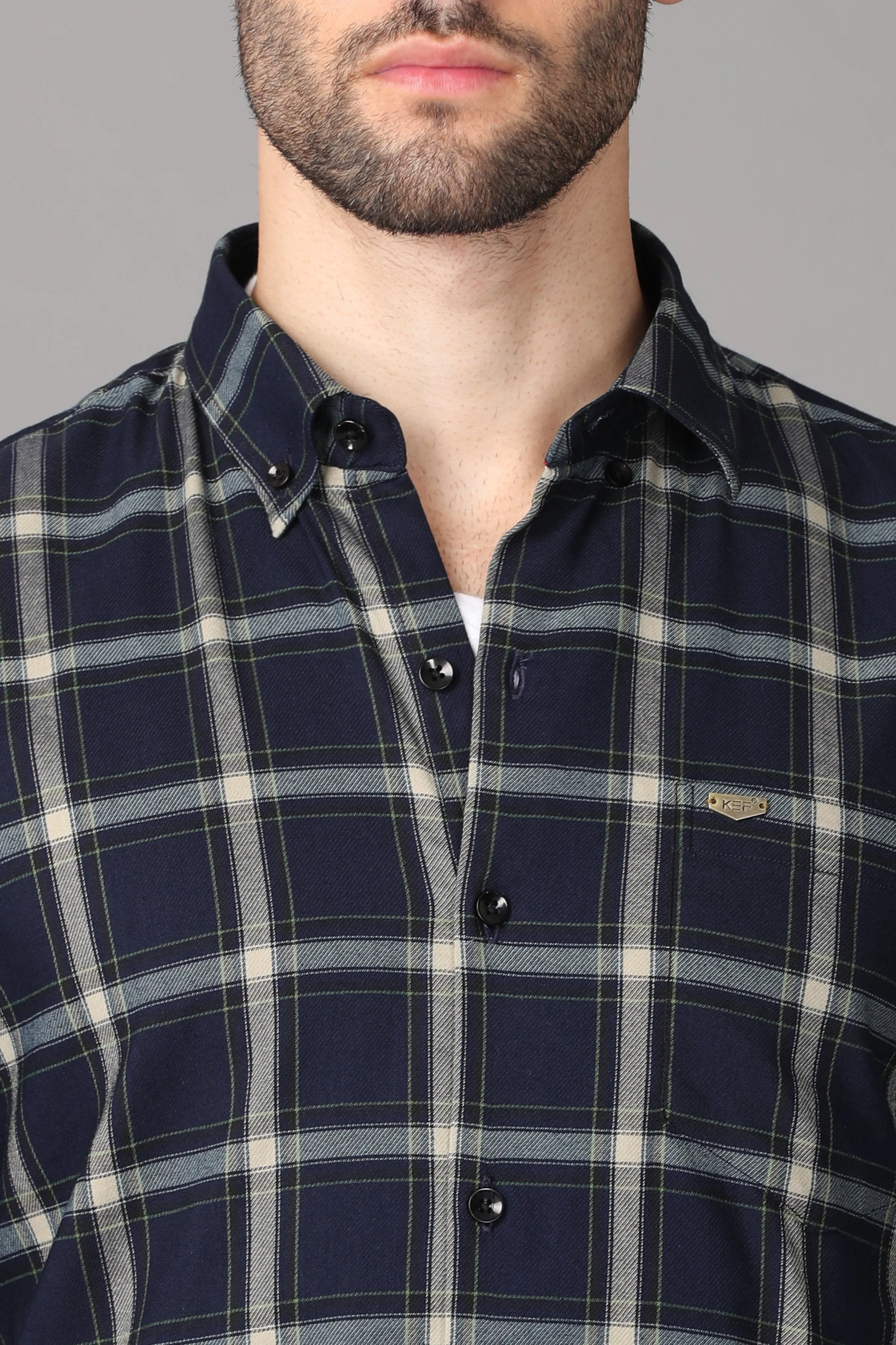 Dark Blue Checks Shirt
