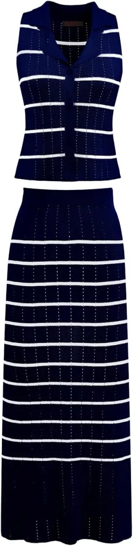 DRESSTELLS Women's 2 Piece Skirt Sets 2025 Summer Outfits Tank Tops and Long Skirts Bodycon Knit Dress Set