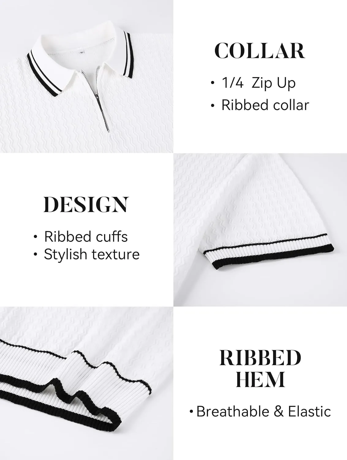 Esabel.C Mens Polo Shirts Short Sleeve Striped Casual Fashion Knit Golf Shirt Regular Fit