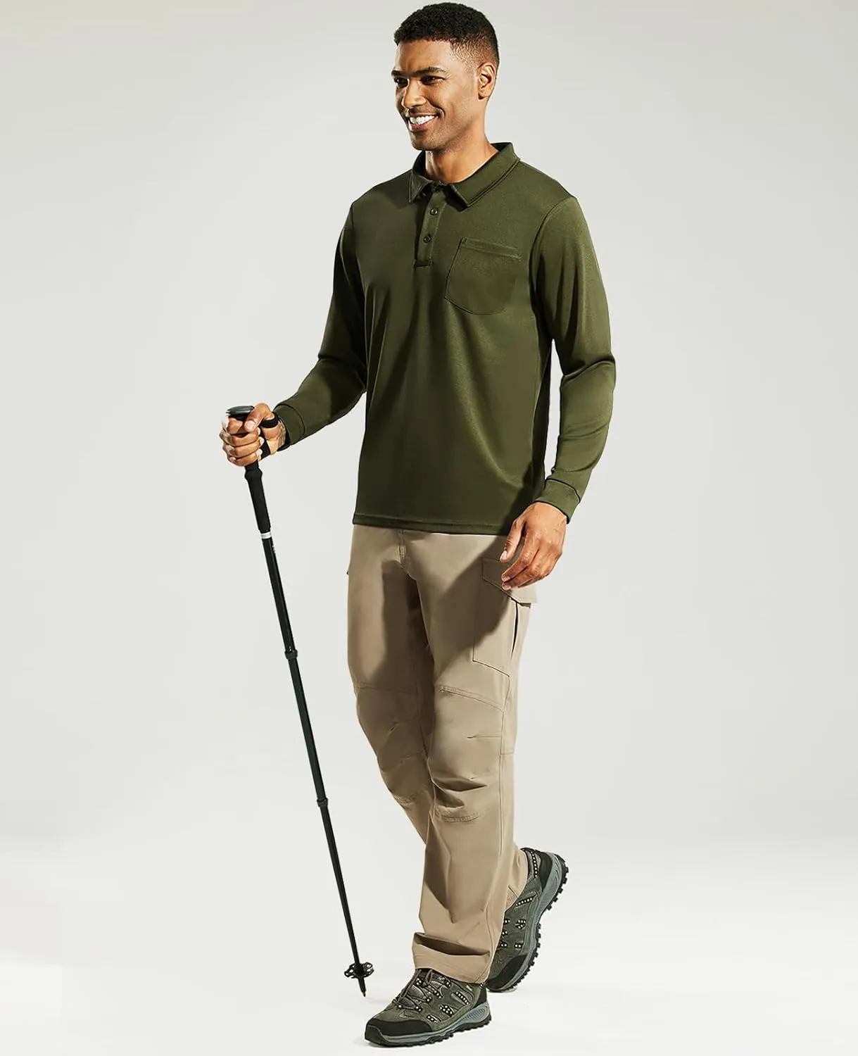 Haimont Men's Polo Shirts Golf Long Sleeve Lightweight Polyester Collared Tshirt Moisture Wicking Regular Fit