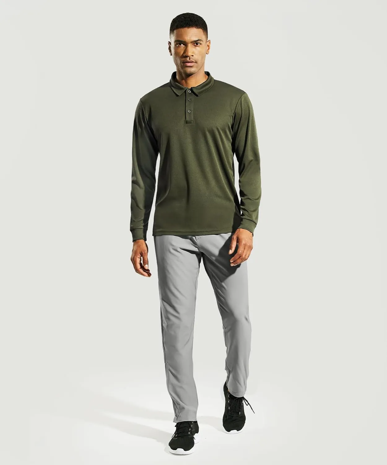 Haimont Men's Polo Shirts Golf Long Sleeve Lightweight Polyester Collared Tshirt Moisture Wicking Regular Fit