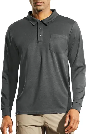 Haimont Men's Polo Shirts Golf Long Sleeve Lightweight Polyester Collared Tshirt Moisture Wicking Regular Fit