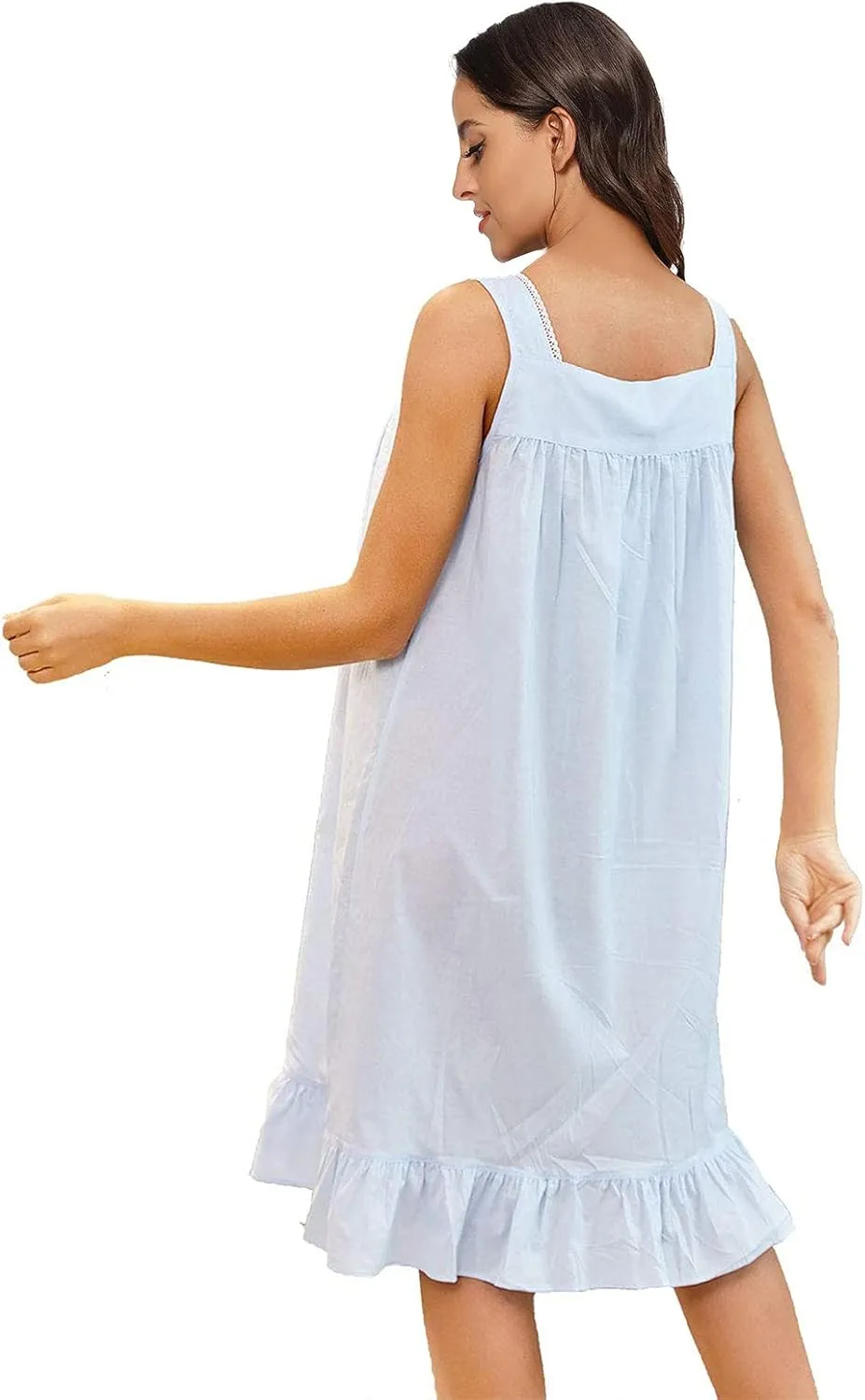 IZZY   TOBY Lightweight Cotton Nightgowns for Women Sleeveless Cotton Nightgown Mid-Calf Ladies Nightdress