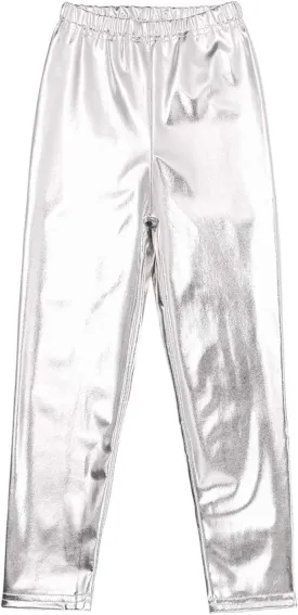 Kids Girls Boys Shiny Metallic Dance Tights Pants Jazz Hip Hop Dancing Street Athletic Leggings Dancewear