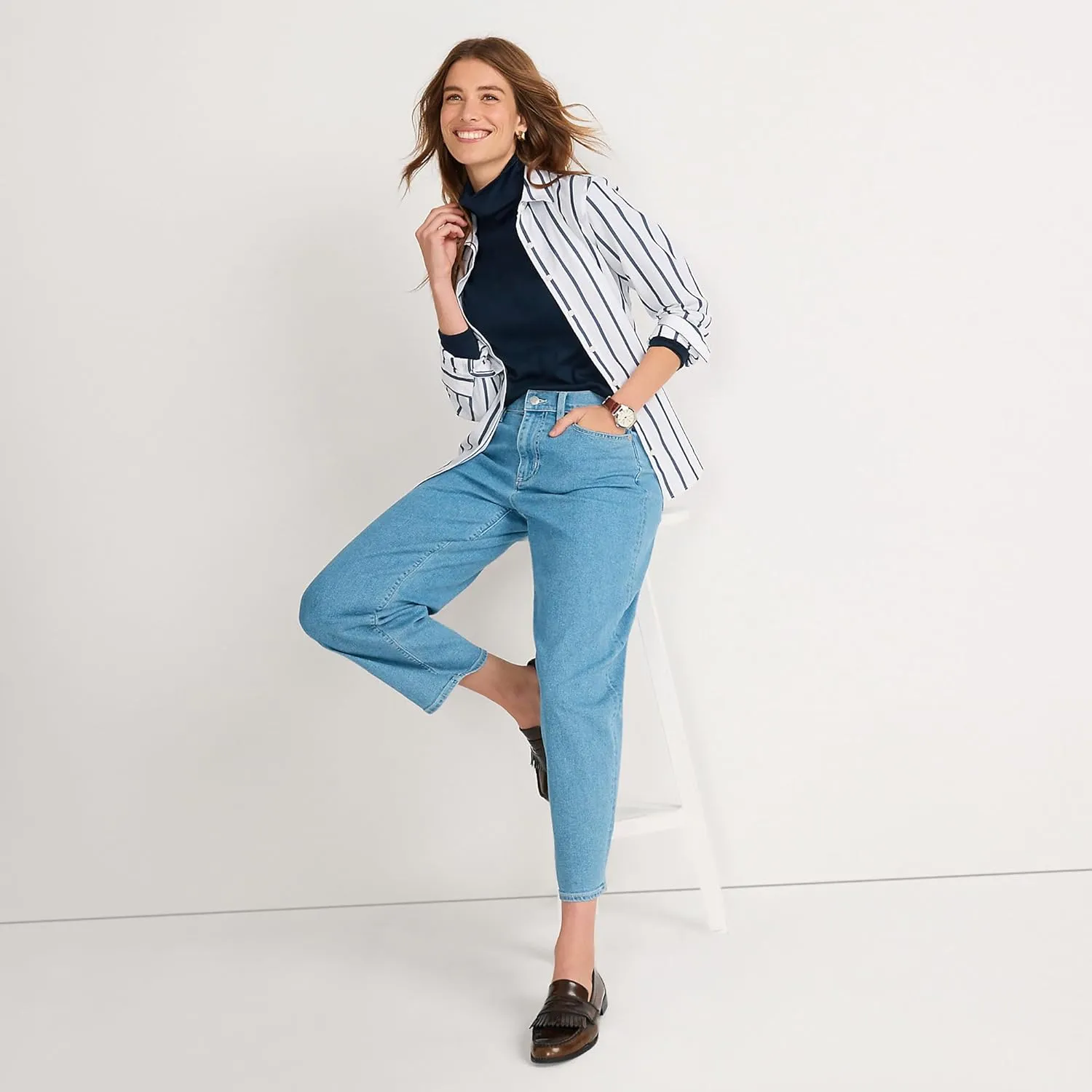 Lands' End Women's American-Grown Supima Cotton Fitted Long Sleeve Turtleneck