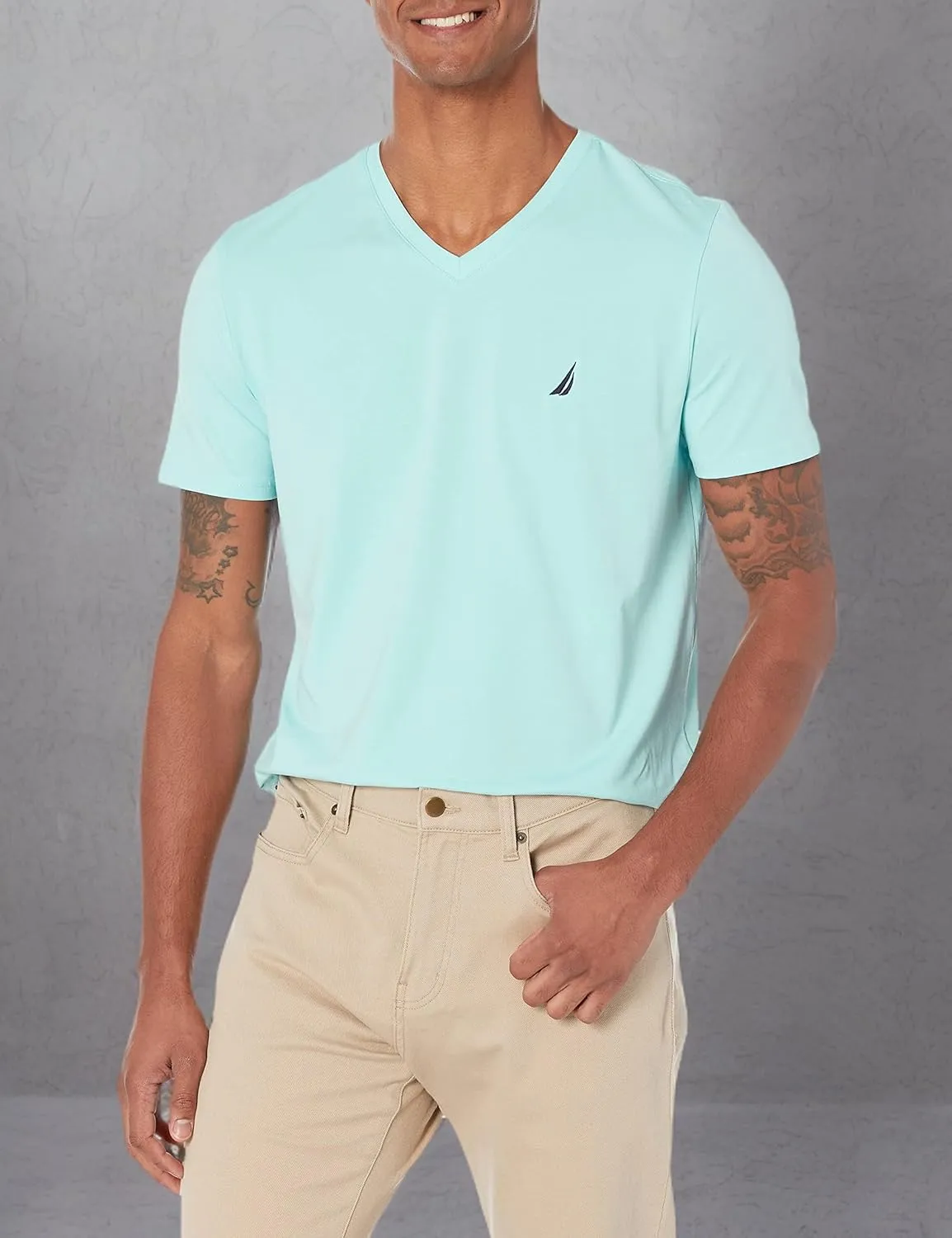 Nautica Men's Short Sleeve Solid Slim Fit V-Neck T-Shirt