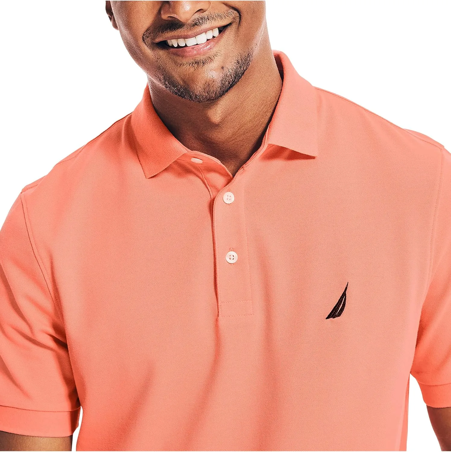 Nautica Men's Short Sleeve Solid Stretch Cotton Pique Polo Shirt