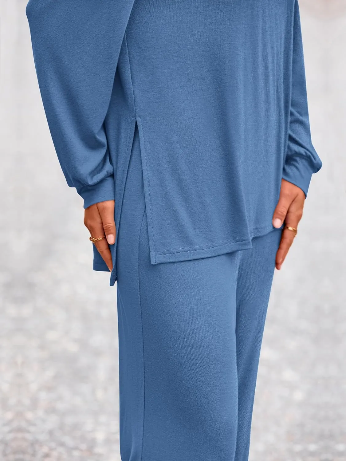 PRETTYGARDEN Womens 2 Piece Outfits Crewneck Long Sleeve Tops Wide Leg Long Pants Casual Lounge Set Tracksuit