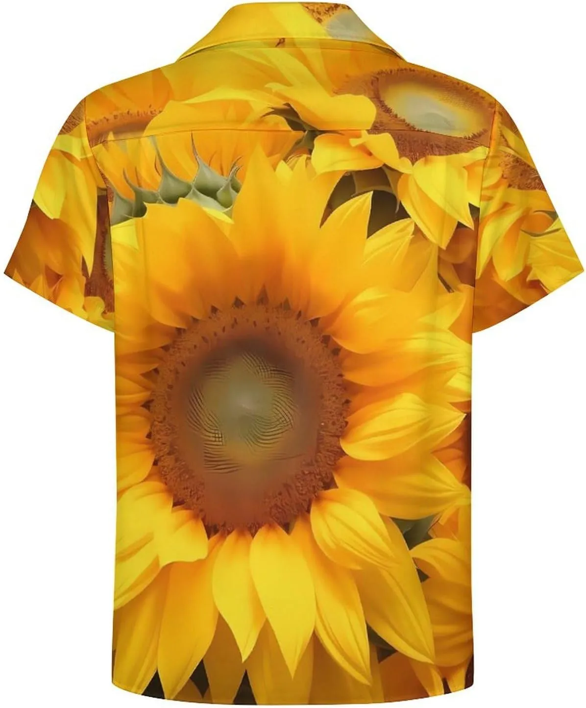 Sunflower Print Cuban Collar Shirt Classic Design for Comfort and Style