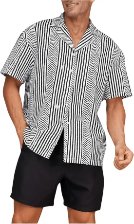 SweatyRocks Men's Shorts Sets Striped Short Sleeve Collared Button Down Hawaii Shirts and Shorts 2 Piece Outfits
