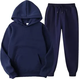 Tracksuit 2 Piece Autumn Winter Solid Casual Jogger Gym Sport Pocket Long Sleeve Sweatsuit Hoodies and Sweatpant Set