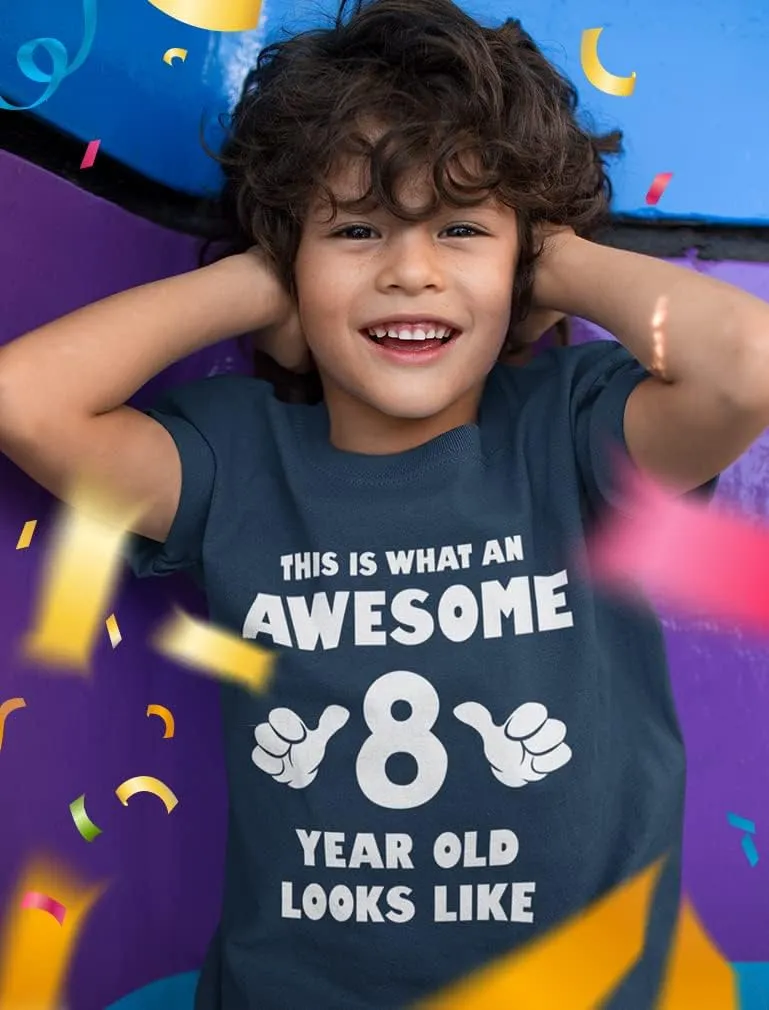 Tstars 8th Birthday Shirts for Boys Girls This is What an Awesome 8 Year Old Looks Like Youth Kids T-Shirt