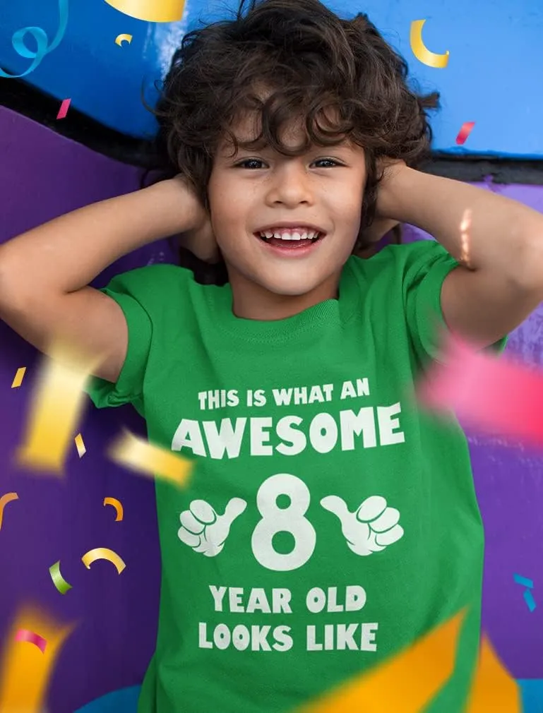 Tstars 8th Birthday Shirts for Boys Girls This is What an Awesome 8 Year Old Looks Like Youth Kids T-Shirt