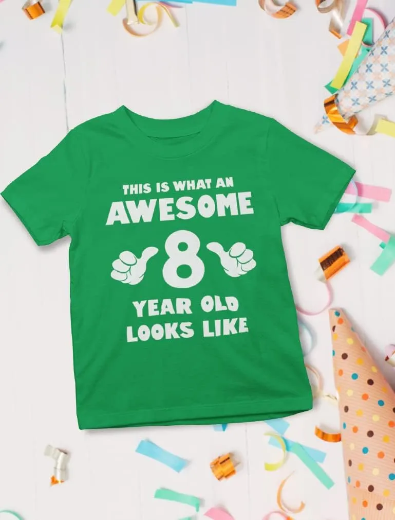 Tstars 8th Birthday Shirts for Boys Girls This is What an Awesome 8 Year Old Looks Like Youth Kids T-Shirt