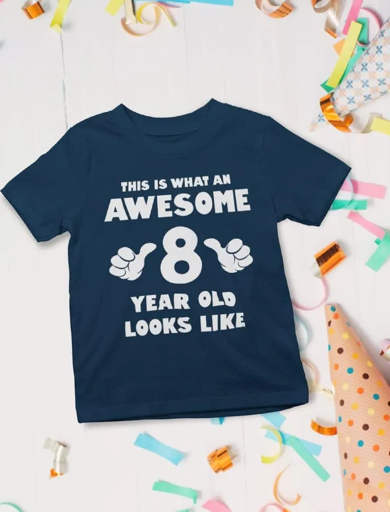 Tstars 8th Birthday Shirts for Boys Girls This is What an Awesome 8 Year Old Looks Like Youth Kids T-Shirt