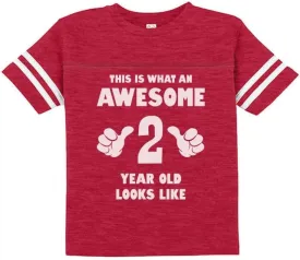 Tstars This is What an Awesome 2 Year Old Looks Like 2nd Birthday Shirt Girls Boys Toddler Kids Jersey T-Shirt