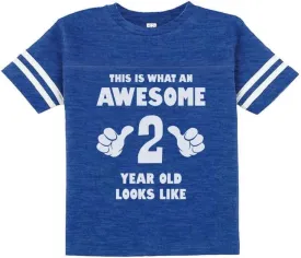 Tstars This is What an Awesome 2 Year Old Looks Like 2nd Birthday Shirt Girls Boys Toddler Kids Jersey T-Shirt