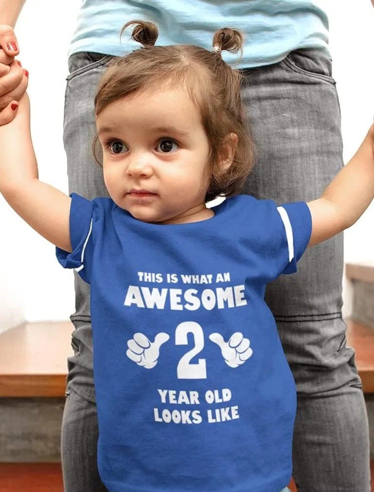 Tstars This is What an Awesome 2 Year Old Looks Like 2nd Birthday Shirt Girls Boys Toddler Kids Jersey T-Shirt