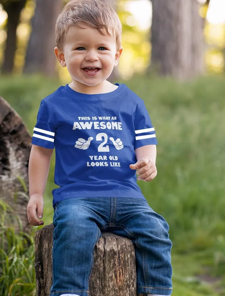 Tstars This is What an Awesome 2 Year Old Looks Like 2nd Birthday Shirt Girls Boys Toddler Kids Jersey T-Shirt