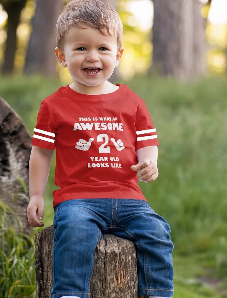 Tstars This is What an Awesome 2 Year Old Looks Like 2nd Birthday Shirt Girls Boys Toddler Kids Jersey T-Shirt