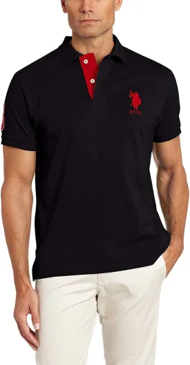 U.S. Polo Assn. Men's Short-Sleeve Polo Shirt with Applique, Casual Summer Slim Fit Polo Shirt with Contrast Color