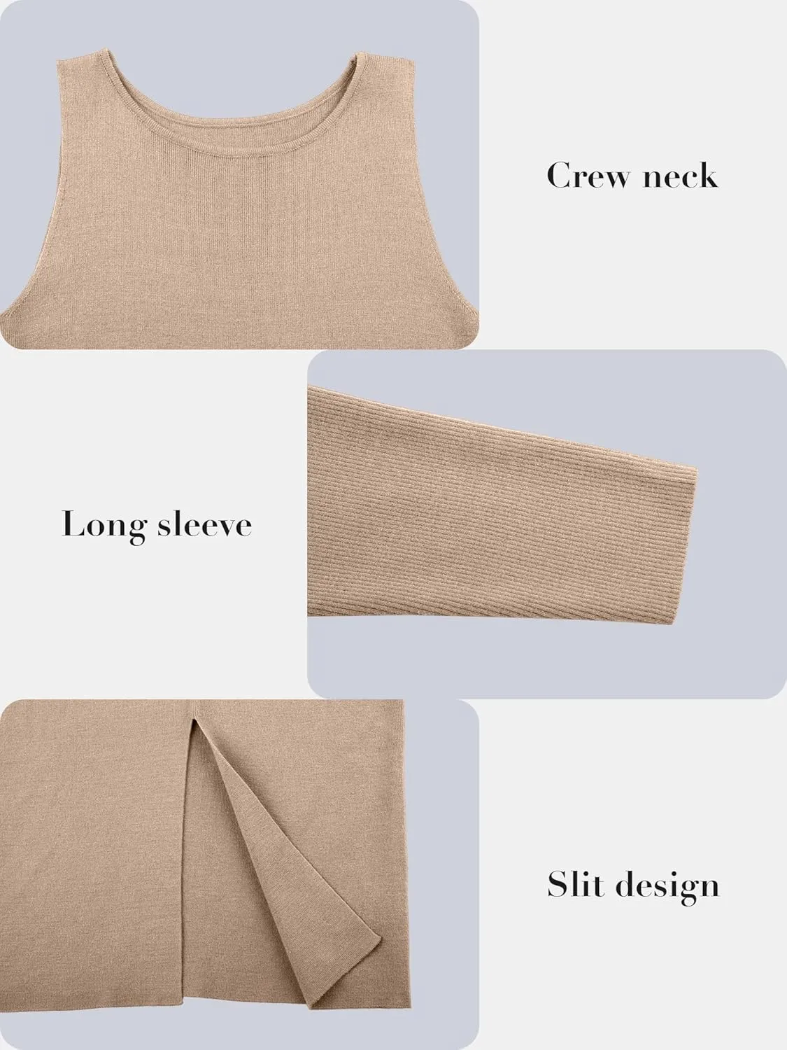 V FOR CITY Maternity Dress Sweater Two Piece Sets for Women Bodycon Dresses Tank Slit Cropped Cardigan Long Sleeve Knit