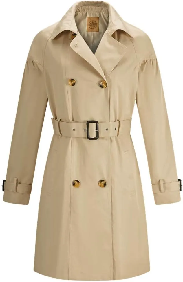 Women's Cotton Double Breasted Trench Coat With Belt