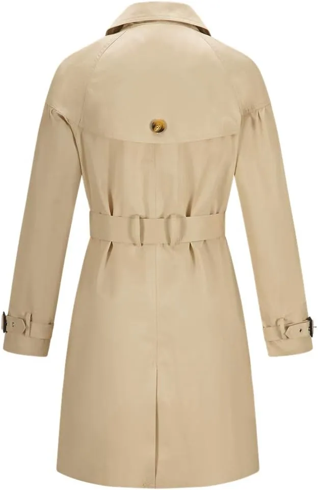 Women's Cotton Double Breasted Trench Coat With Belt