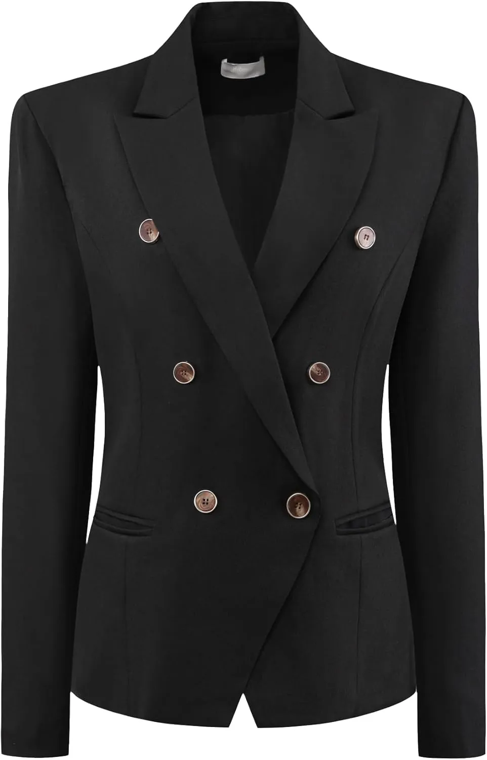Women's Formal Work Blazer Notch Lapel Long Sleeve Double Breasted Suit Jacket
