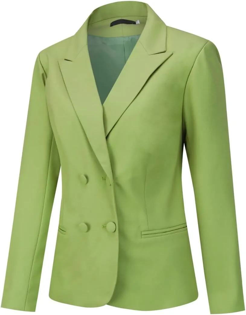 YUNCLOS Women's 2 Piece Double Breasted Suit Set Two Button Blazer and Pants